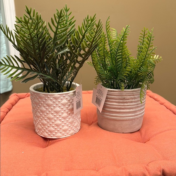 Other - Decorative Greenery in White and Gray Planters